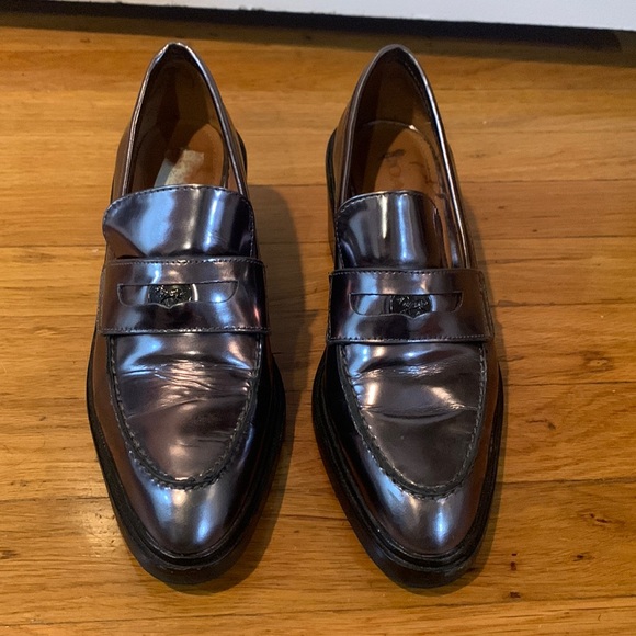 Coach Shoes - COACH Heath In Gunmetal Mirror Metallic Loafers